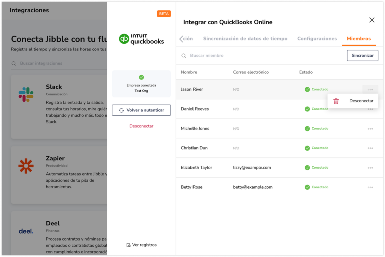Disconnecting Quickbooks members
